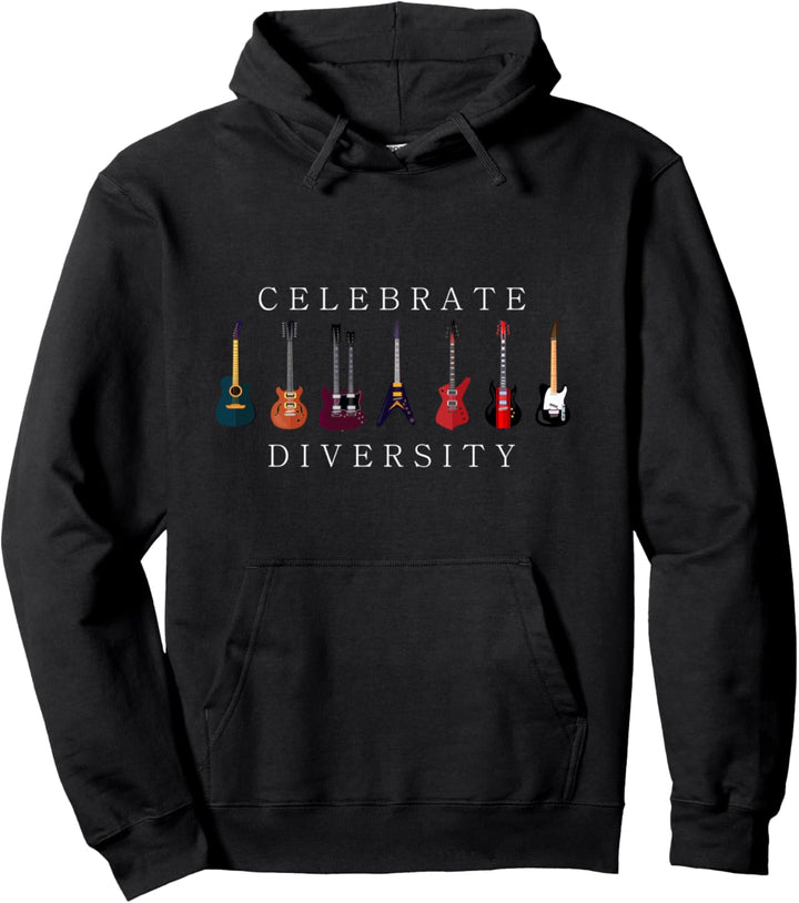 Lustige Gitarre feiert Vielfalt Vintage-Musik-Geschenk Pullover Hoodie