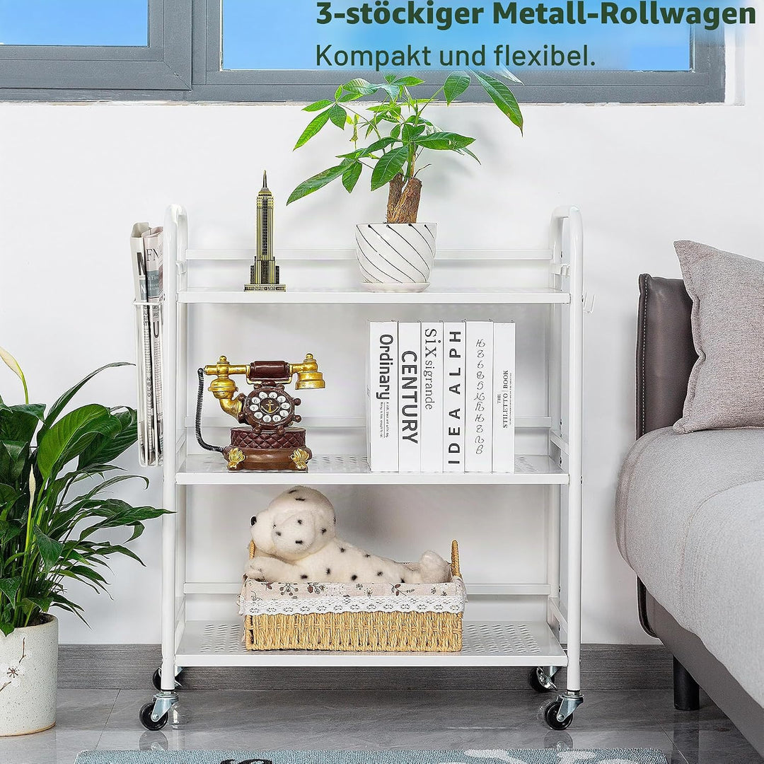 HDANI Mehrzweckwagen mit 3 Etagen aus Metallgeflecht, grosses Fassungsvermögen, schweres Mehrzweckfa