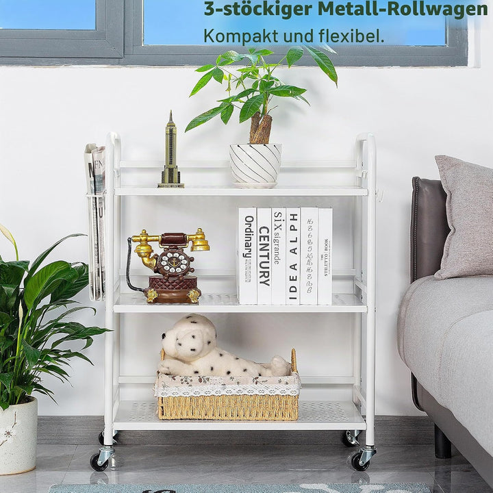HDANI Mehrzweckwagen mit 3 Etagen aus Metallgeflecht, grosses Fassungsvermögen, schweres Mehrzweckfa