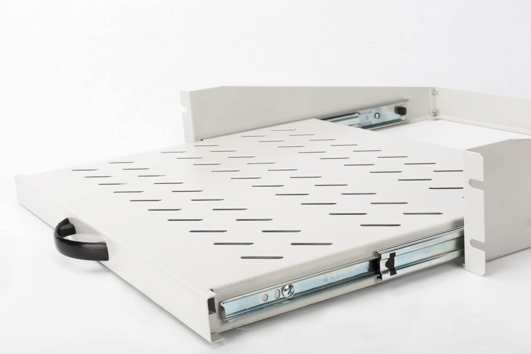 DIGITUS Ausziehbarer Fachboden - 19-Zoll - 2HE - Befestigung Vorne - Traglast 30 kg - Für Netzwerksc