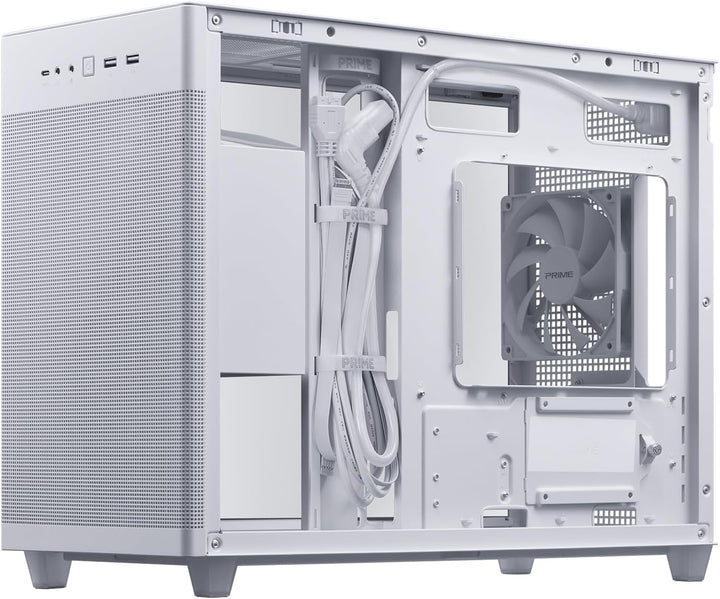 ASUS Prime AP201 Tempered Glass MicroATX Gehäuse weiss (33 Liter, unterstützt 360-mm-Kühler, Grafikk