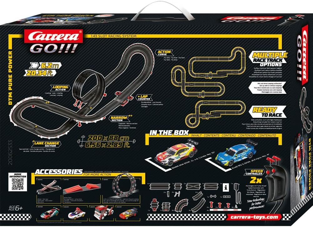 Carrera GO!!! DTM Pure Power! Rennstrecken-Set für Erwachsene & Kinder ab 6 Jahren I 6,2m Rennbahn m
