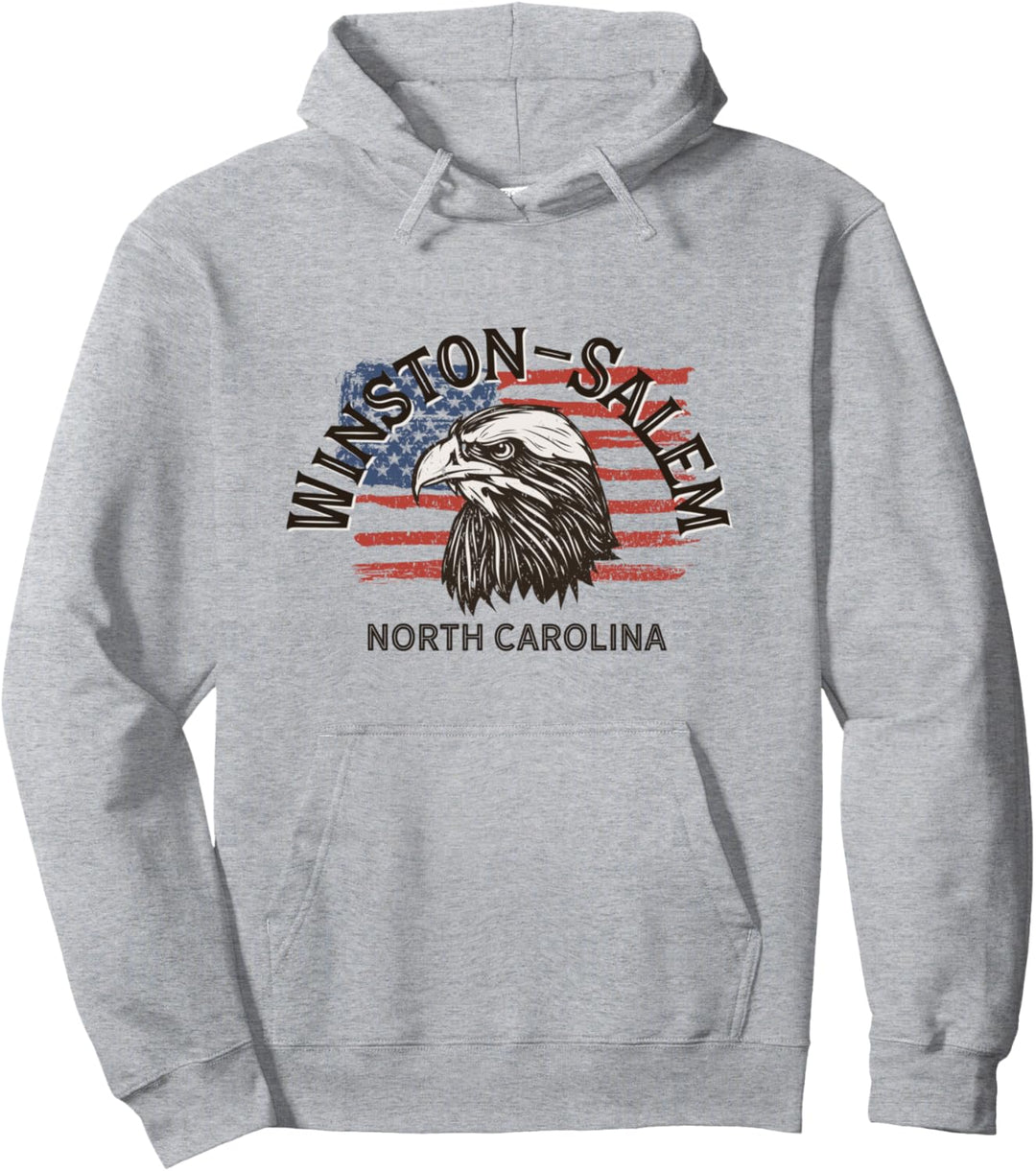 Retro Eagle USA Flagge North Carolina – Vintage Winston-Salem Pullover Hoodie
