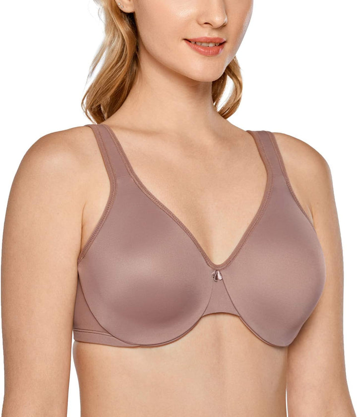 DELIMIRA Damen Minimizer BH mit Bügel Grosse Brüste Starker Halt Seamless Tshirt BHS Soft 70D Mochac
