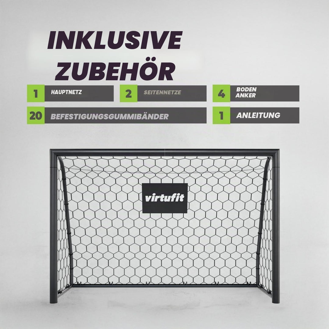VirtuFit Fussballtor Premium – Heavy Duty Fussballtor 120 × 80 × 60 cm – Robustes Garten-Tor mit wet