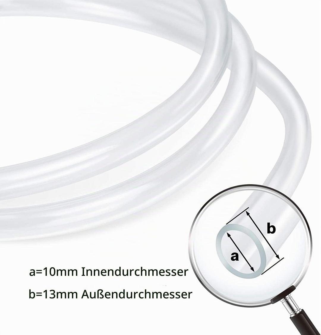 Aquariumschlauch 10mm x 13mm, 10M Länge, Transparent für PVC Wasserschlauch, Benzinschlauch, Luftsch