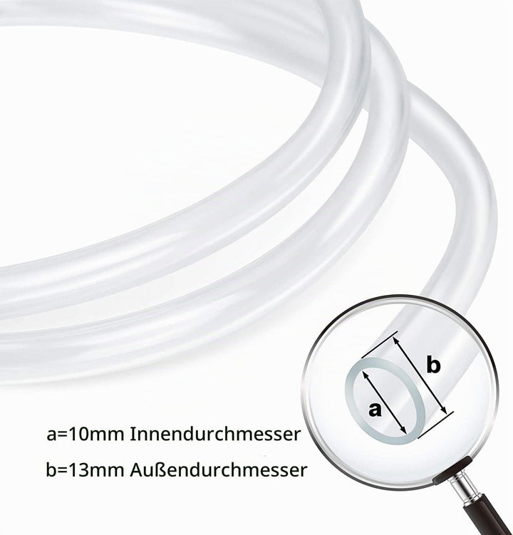 Aquariumschlauch 10mm x 13mm, 10M Länge, Transparent für PVC Wasserschlauch, Benzinschlauch, Luftsch
