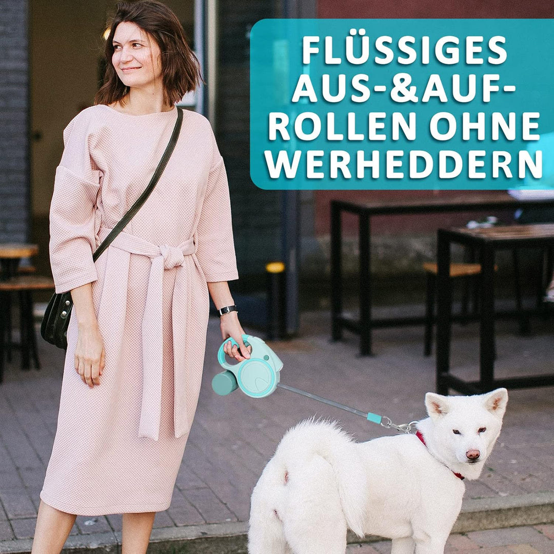 Hundeleine Rollleine Nylonband 5M Rollschnur Einziehbar Ausziehbar bis 50kg Kleine Hunde und Mittelg