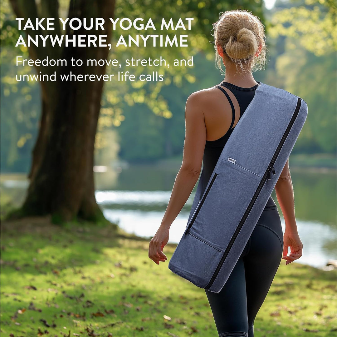 Navaris XXL Yogatasche für Yogamatte aus Baumwolle - Tasche für Yoga Matte mit Reissverschluss Trage