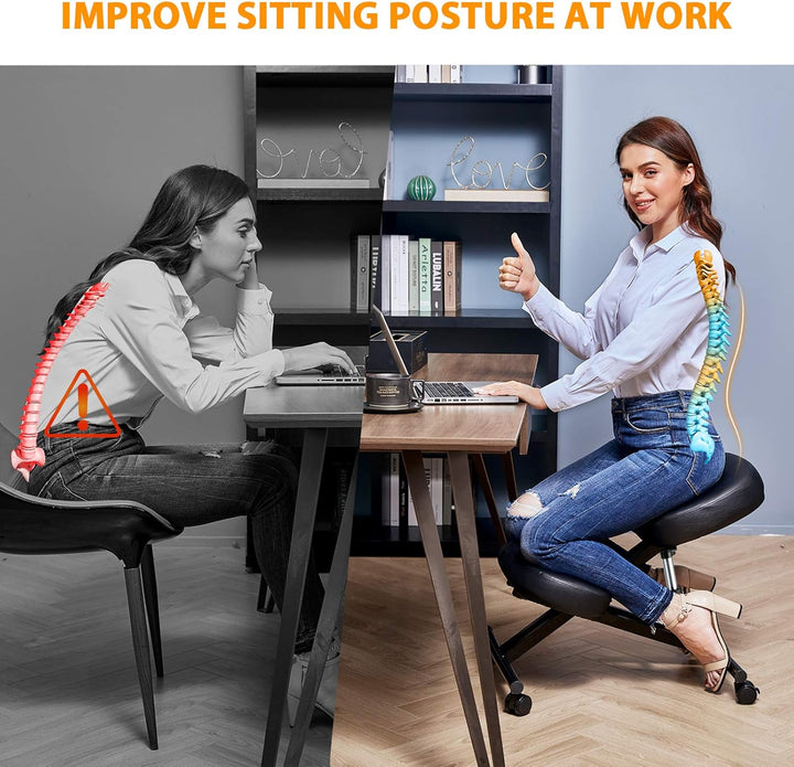 Himimi Kniestuhl Ergonomisch mit dickem Memory Foam Kissen, höhenverstellbarer Kniehocker Einstellba