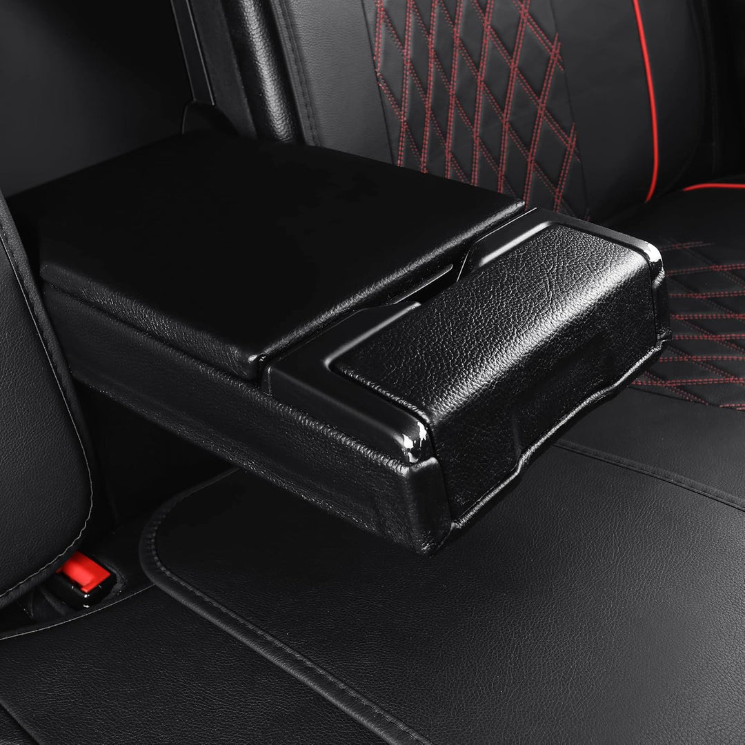 Universal Geteilter rücksitzbank Auto Sitzbezüge Kunstleder für Rückban, Schwarz&Rot Rhombus Motiv L