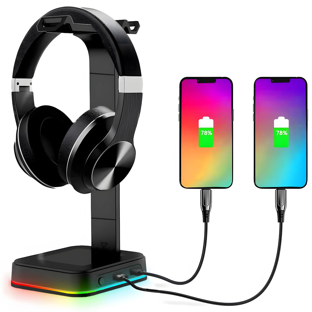 Retoo Headset Halterung Kopfhörer Ständer RGB Universal HUB USB Halter für Over Ear Kopfhörer Gaming