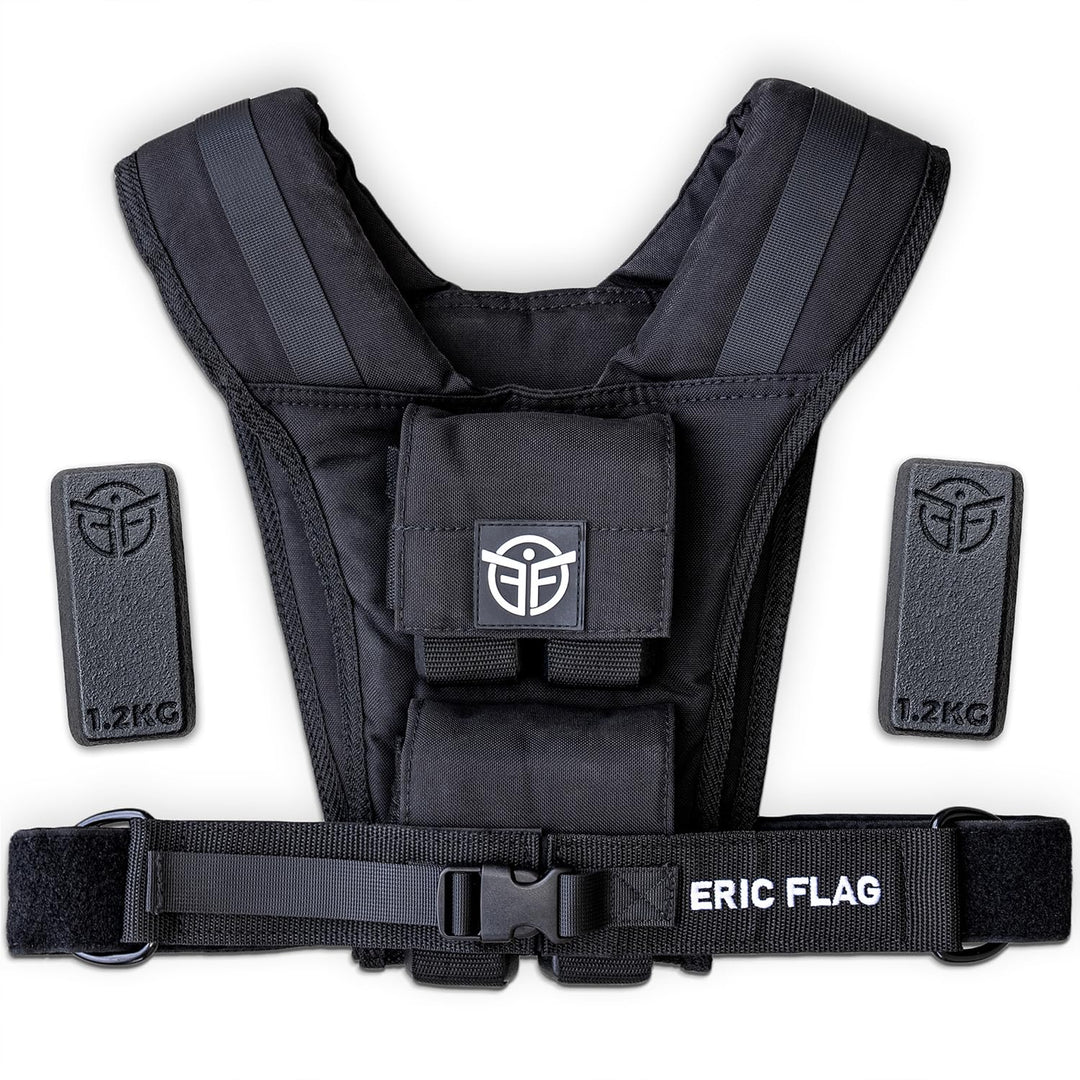 Eric Flag - Gewichtsweste 20kg oder 10kg, Herausnehmbare Metall-Gewichte, Verstellbare Trainingswest