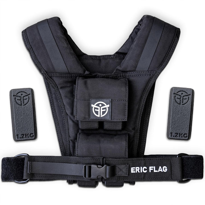 Eric Flag - Gewichtsweste 20kg oder 10kg, Herausnehmbare Metall-Gewichte, Verstellbare Trainingswest