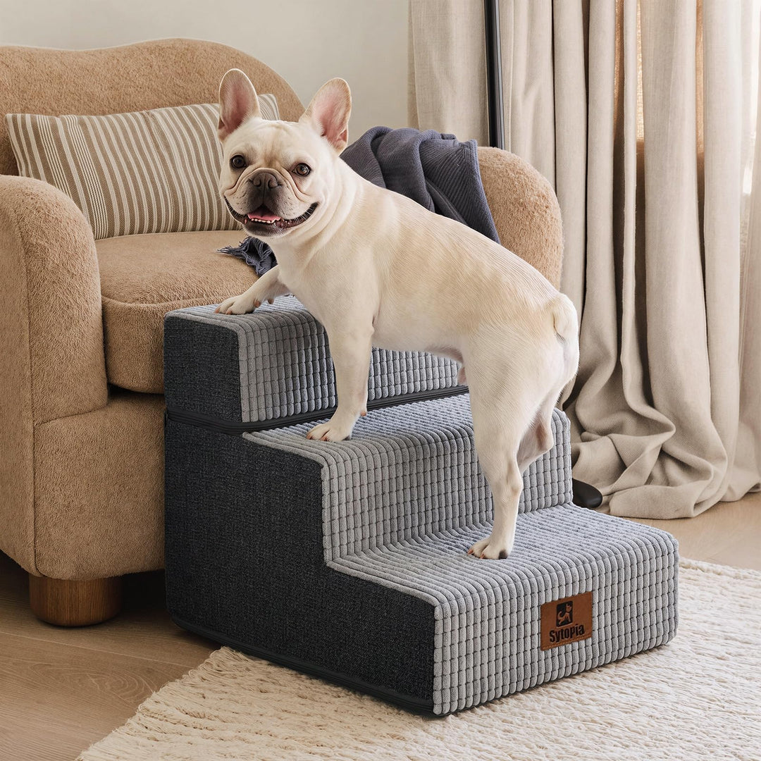 Sytopia Hundetreppe 40 cm hoch 3 Stufen, Hundetreppe für Bett und Sofa für Kleine Hunde, Haustiertre