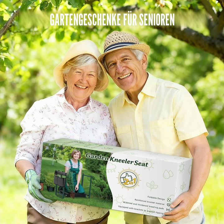seasky Faltbare Gartenbank mit Knie- und Sitzfläche, Kippschutz-Gartenbank, verbreitert, dick, weich