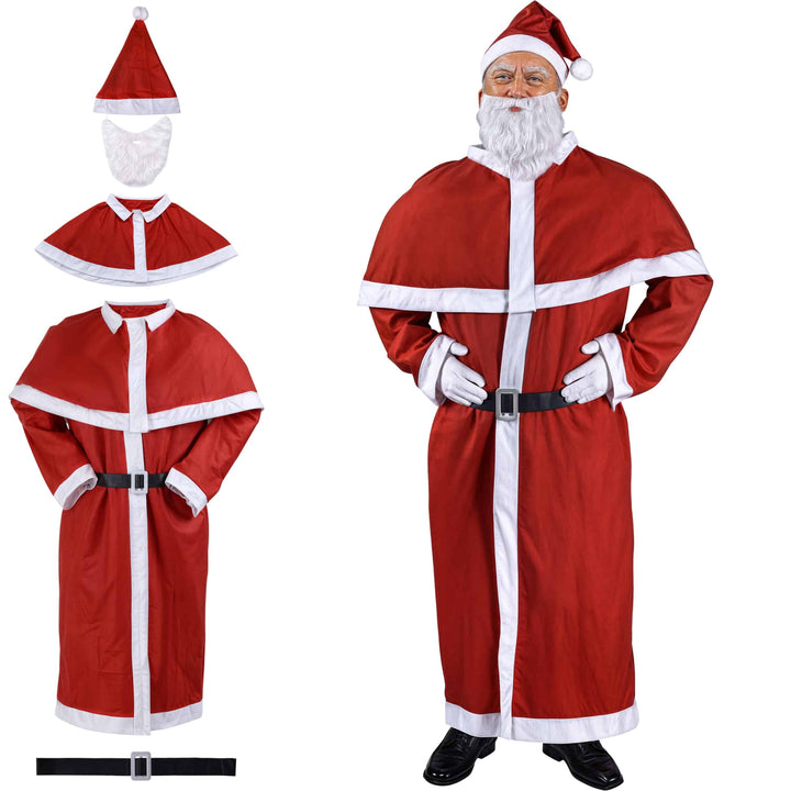 Detex® Weihnachtsmann Kostüm 5tlg. Set Nikolaus Anzug Erwachsenen Santa Claus Cosplay Verkleidung Ei