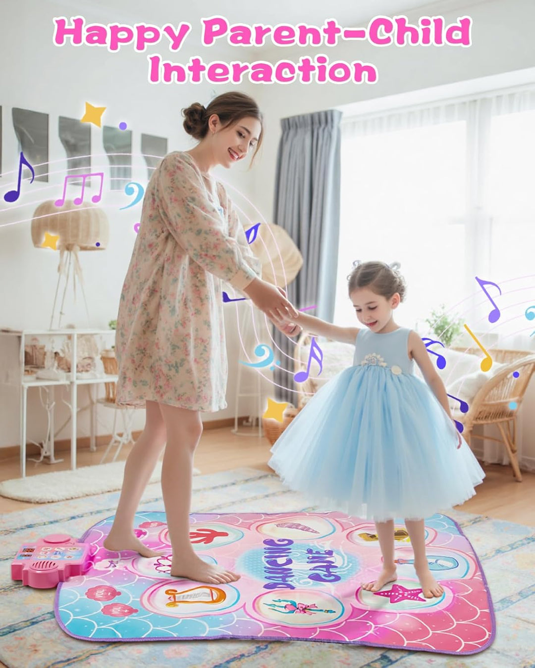 Tanzmatte für Kinder ab 3-12 Jahre, Musikmatte mit 9 Tasten Leucht, 3 Spielmodi Integrierte Musik, K