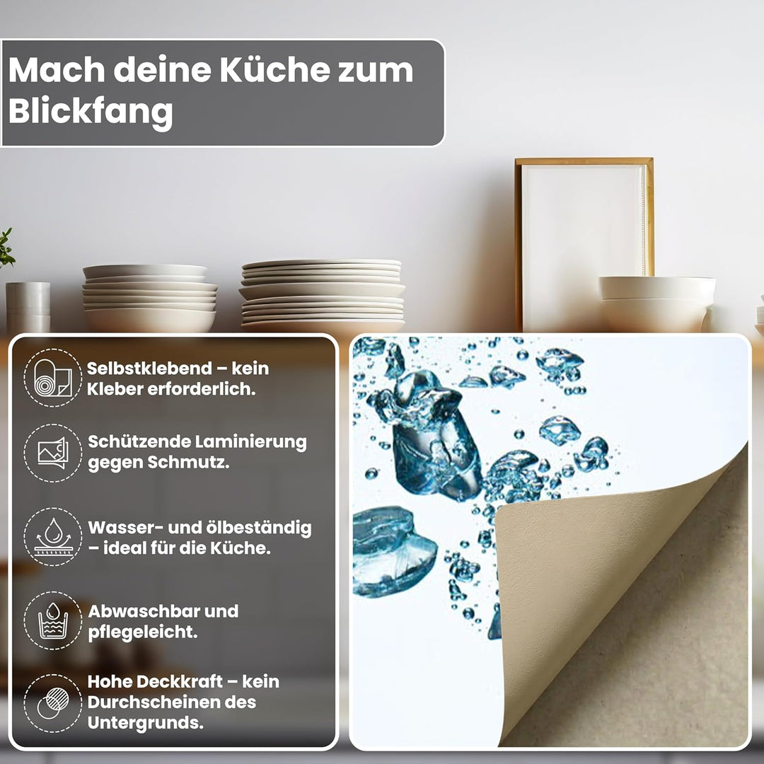 DIMEX Küchenrückwand Folie selbstklebend EISWÜRFEL | Klebefolie - Dekofolie - Spritzschutz für Küche