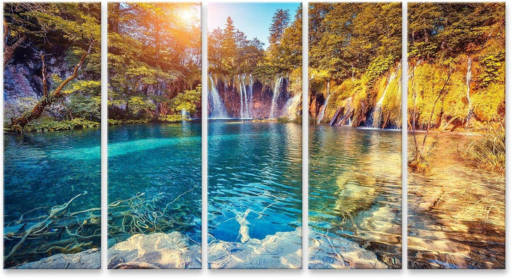 islandburner Bild auf Leinwand Majestätischer Blick Auf Türkisfarbenes Wasser Und Sonnige Strahlen I