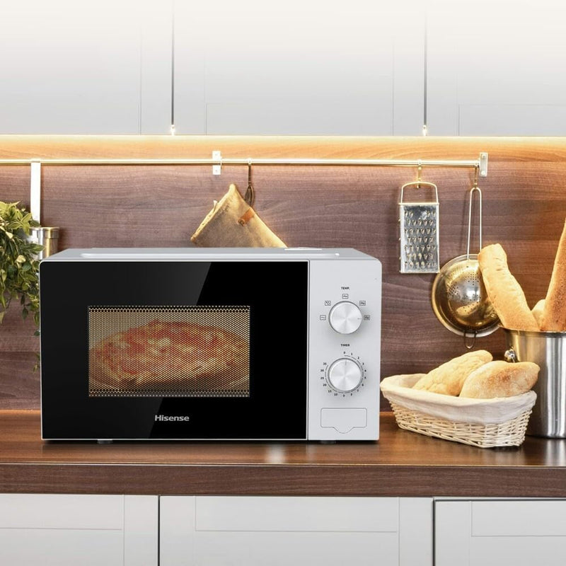 Hisense Mikrowelle H20MOWP1 Weiss 20 Liter 700 Watt Glasdrehteller Auftaufunktion