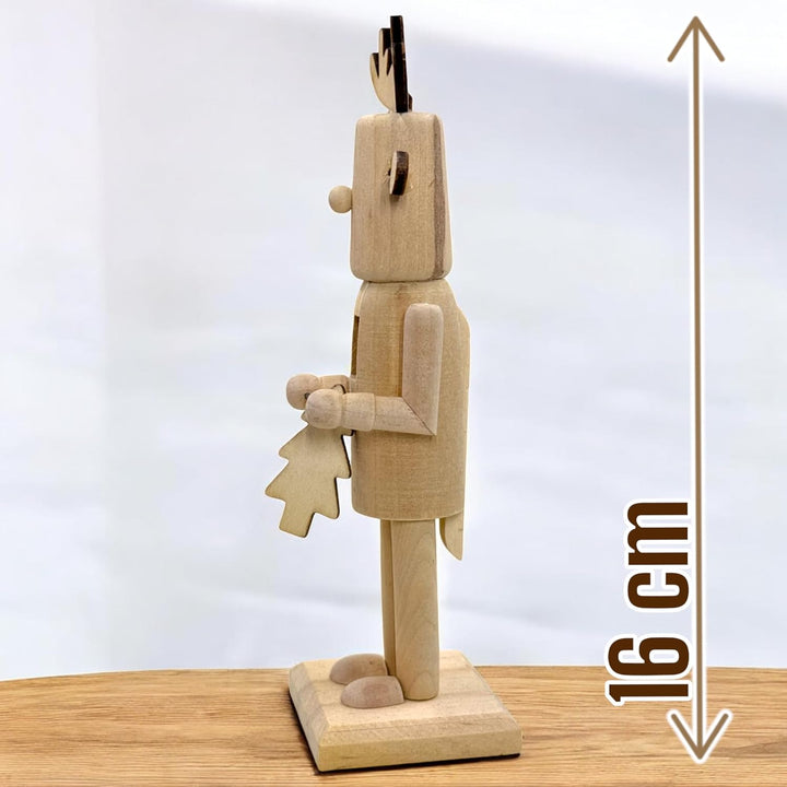 MIJOMA DIY Nussknacker Set aus Holz zum Selbstgestalten & Bemalen mit 6 Farben & Pinsel, 16cm hoch,