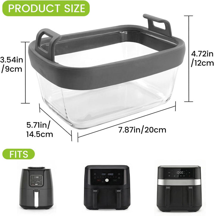 Glas Auflaufform für Airfryer mit Silikongriffen – Heissluftfritteuse Zubehör passend für Ninjia AF4