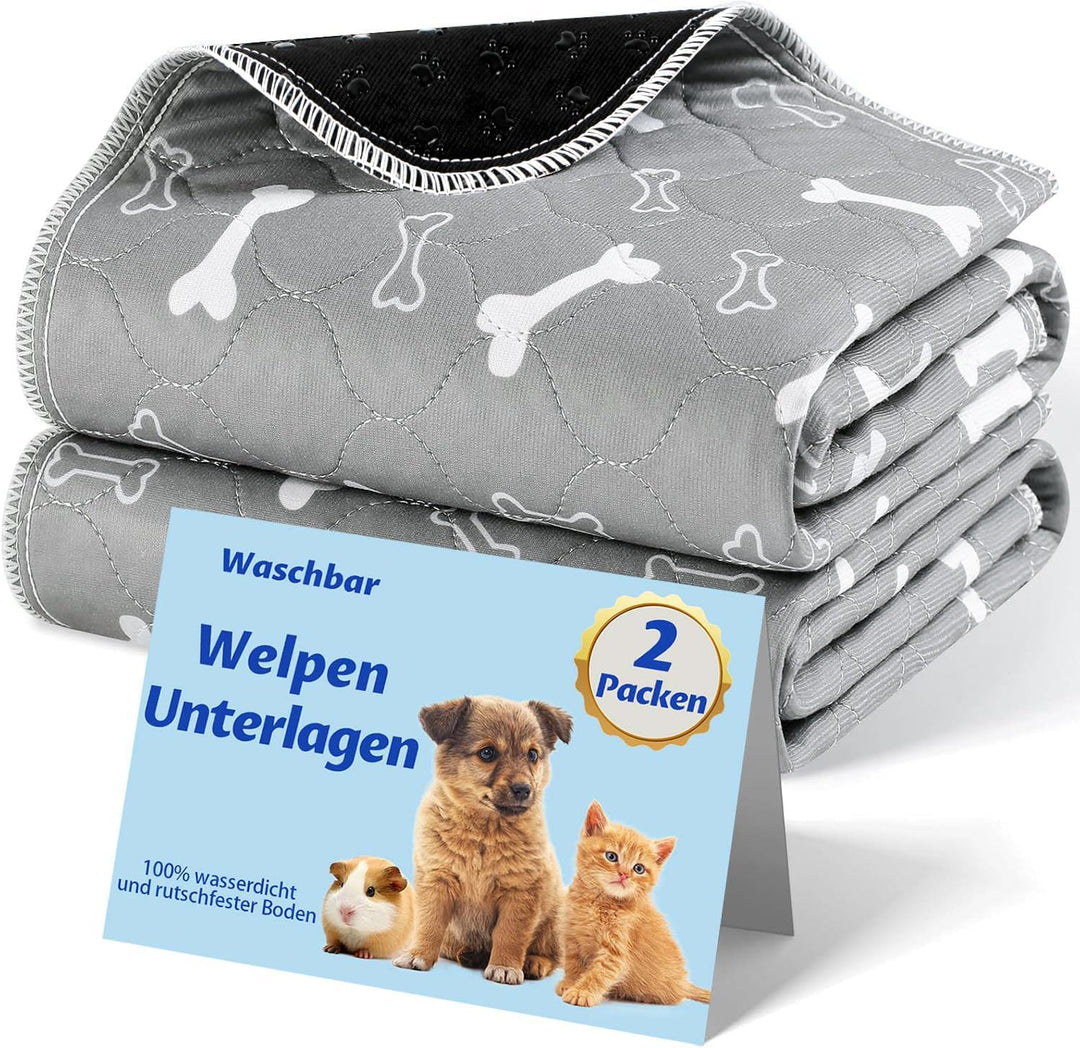 Baodan Waschbar Haustier-Urinunterlage, 2 Pack 90*60 cm Wiederverwendbare Welpenunterlagen Matte für
