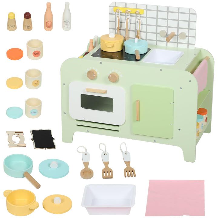 AIYAPLAY Kinderküche Spielküche mit Mikrowelle Spüle und Zubehör Spielzeugküche Puppenküche Spielset