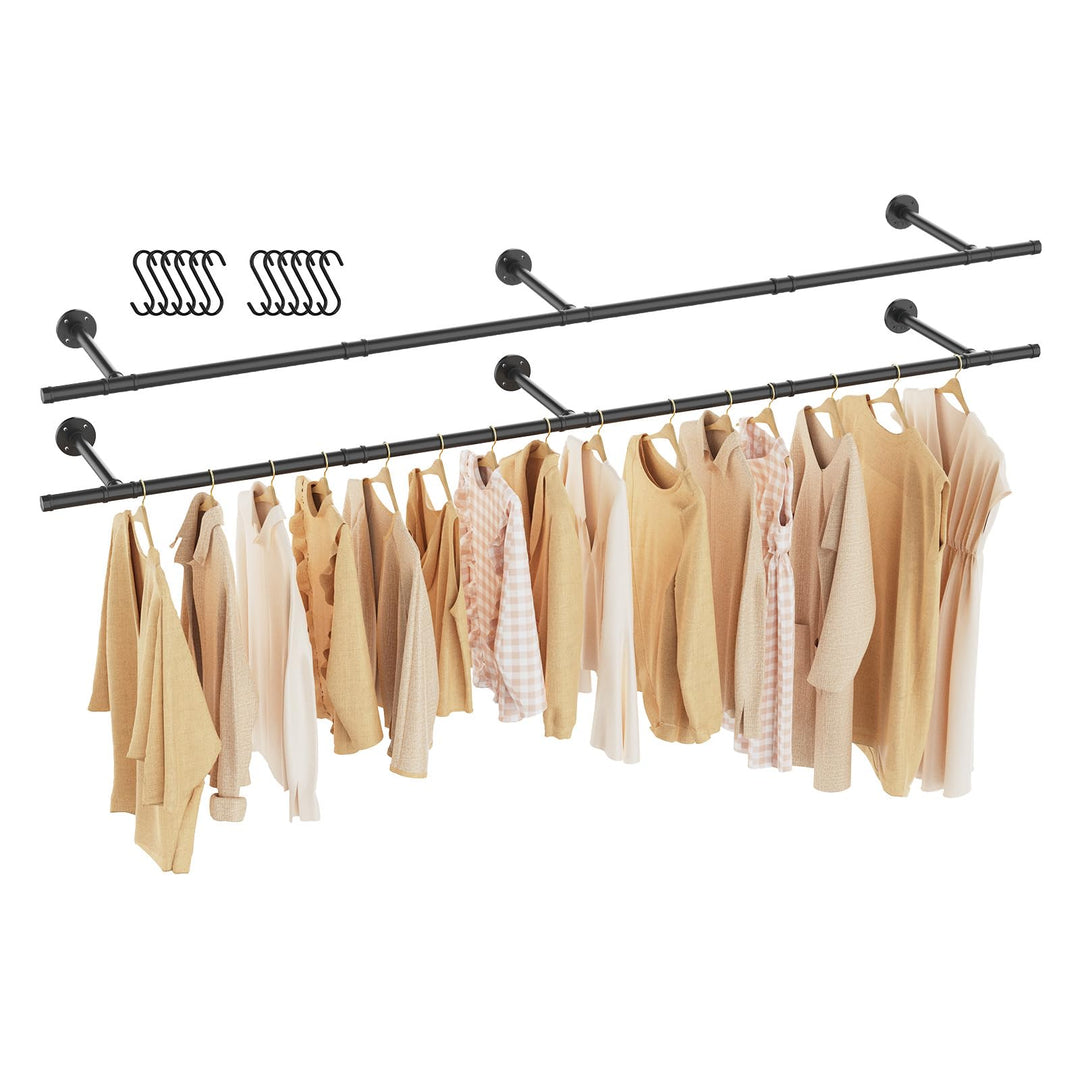 Kleiderständer für Wand, Garderobenstange Wandmontage, Kleidergestell Garderobenhalter, DIY Garderob
