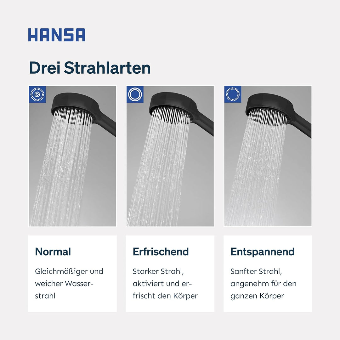 HANSA BASICJET Duschkopf mit 3 Strahlarten I Handbrause Dusche I Anti-Kalk Funktion I Brausekopf 95