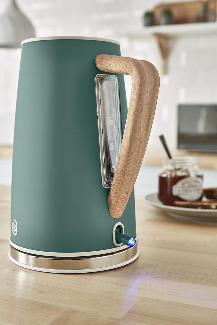 Swan Nordic Ultra Schneller elektrischer Wasserkocher, kabellos, 1,7 l, 2200 W, Grün & Nordic Breits