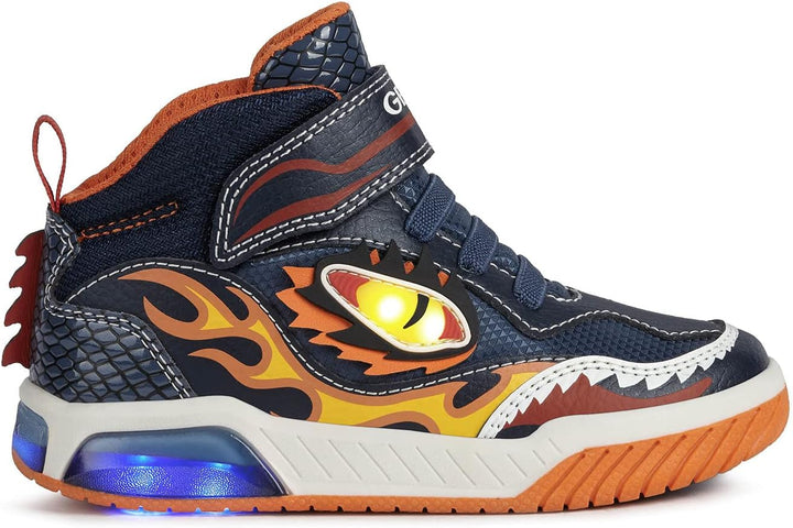 Geox Jungen J Inek Boy Sneaker 24 EU Navy Orange, 24 EU Navy Orange