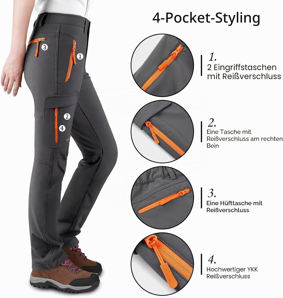 KUTOOK Damen Wanderhose Hp311 L Kurz Grau, L Kurz Grau