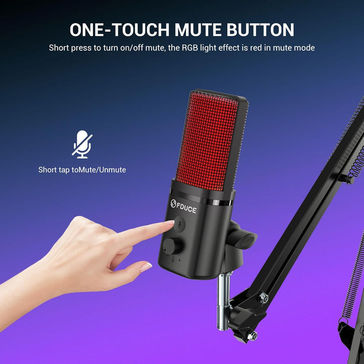 FDUCE M160 USB Gaming Mikrofon Set für PC,RGB Kondensator Podcasting Mikrofon mit Monitor Buchse,sch