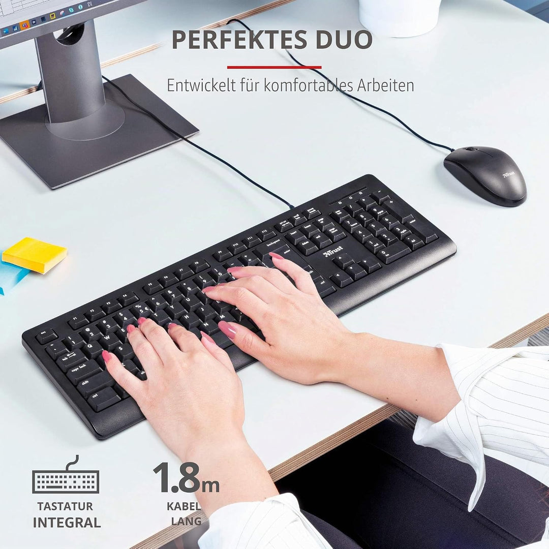 Trust Taro USB-Tastatur und Maus, kabelgebunden, italienisches QWERTY-Layout, für PC/Laptop/Notebook