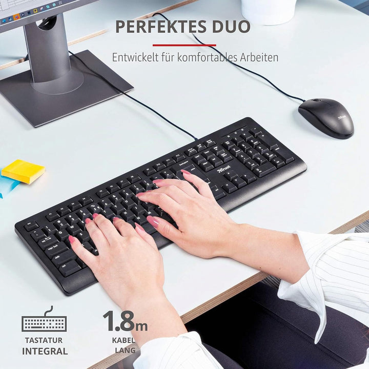 Trust Taro USB-Tastatur und Maus, kabelgebunden, italienisches QWERTY-Layout, für PC/Laptop/Notebook