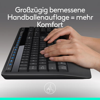 Logitech MK345 Kabelloses Set mit Tastatur in Standardgrösse und komfortabler Maus für Rechtshänder,