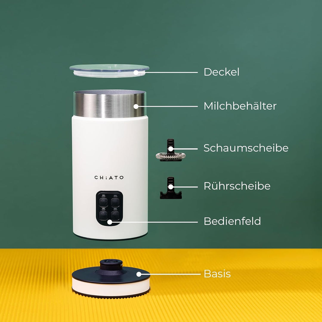 milkPLAY Milchaufschäumer Elektrisch & Milchschäumer - 4- in-1 Milk Frother, Milchkocher & Milchwärm
