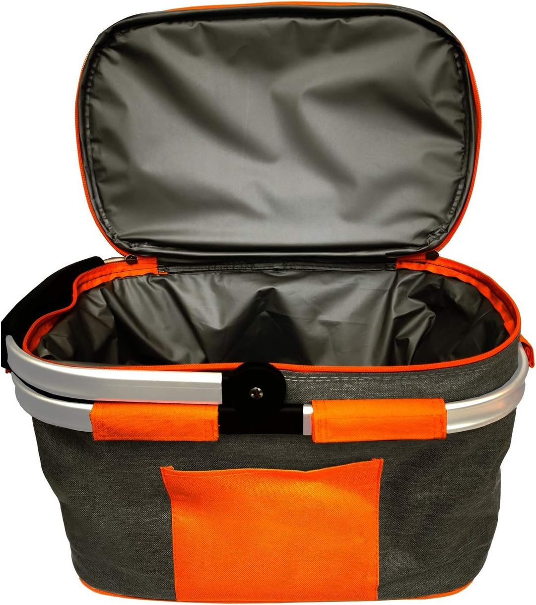 SVITA Picknickkorb 25l Thermo Einkaufskorb mit Kühlfunktion Kühlbox Kühltasche Grau