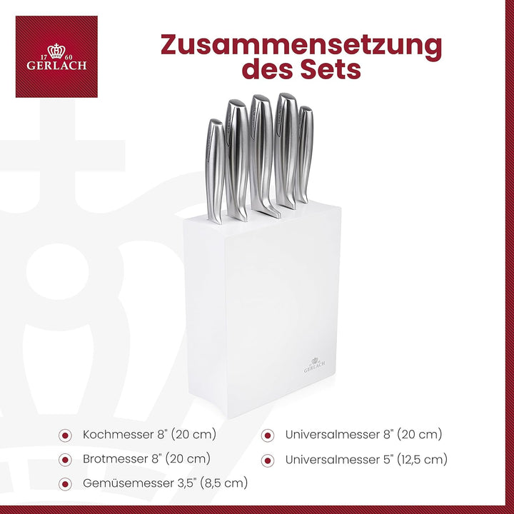 Gerlach G02-0993M-ZENB-05PU-S2S2-01 Messerblock Modern, Edelstahl