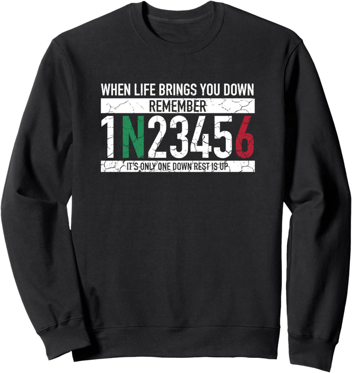 1N23456 Motorradgangschaltung Motorradfahrer Sweatshirt