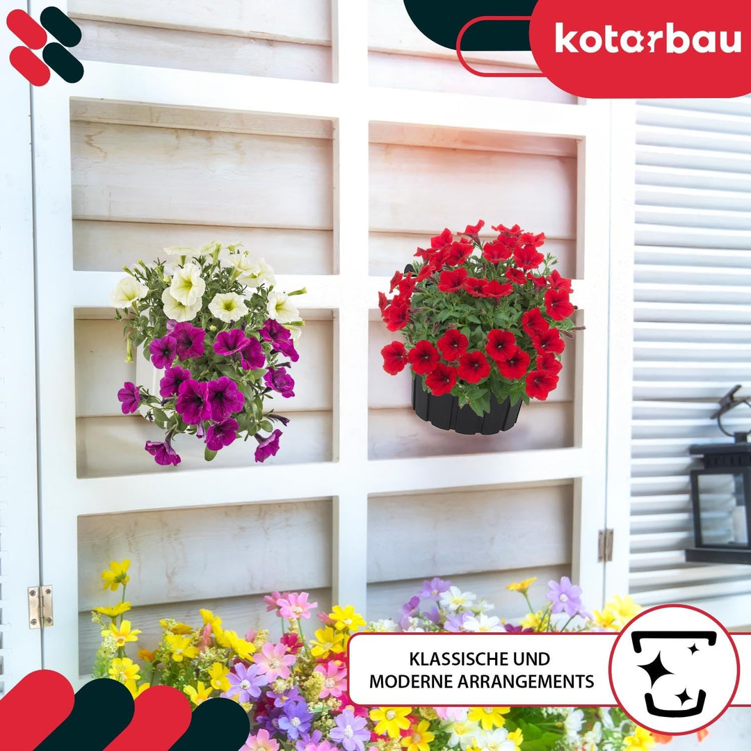 KOTARBAU® 4er Set Blumentopf Hängend - Pflanzkübel - ⌀ 15 cm H: 13 cm Weiss - Übertopf Kunststoff -