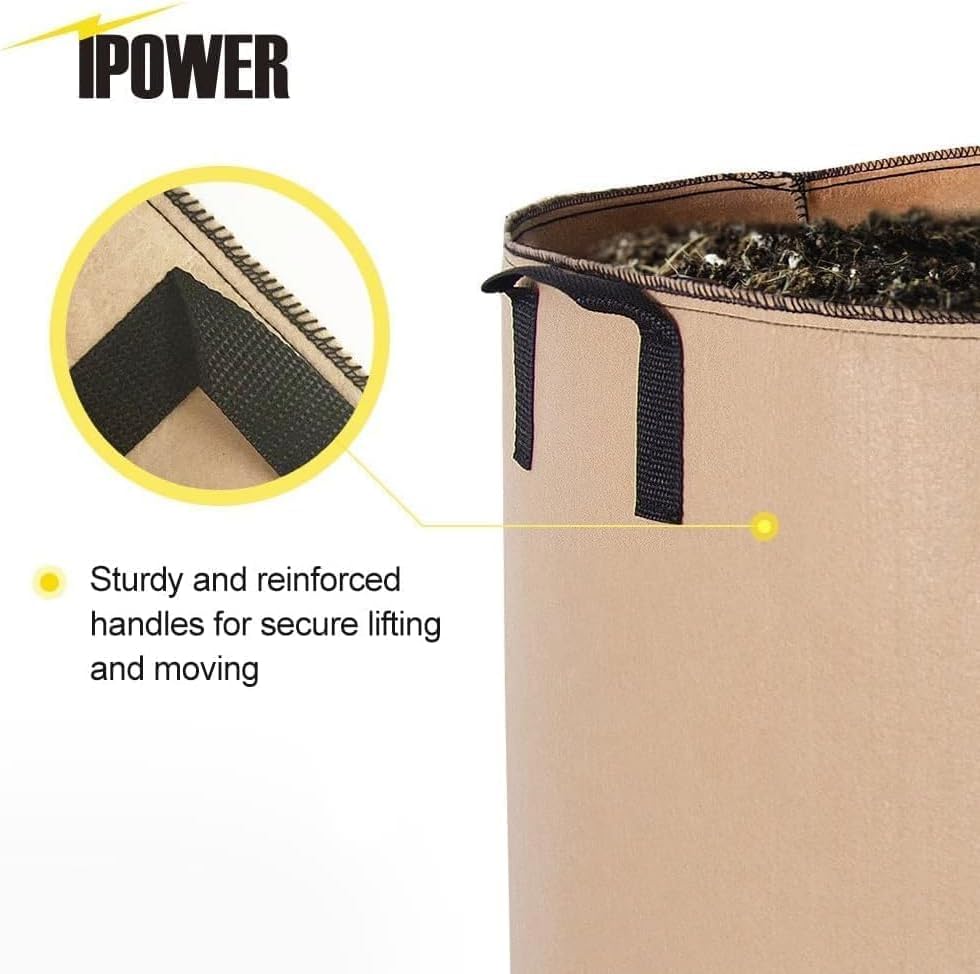 iPower 60L 5er Pack Grow Bags Stoff Belüftungstöpfe Behälter mit Riemengriffen für Kindergarten und