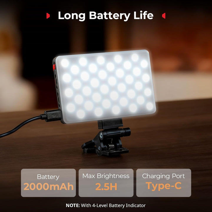 SMALLRIG M3 Magnetisches Selfie-Telefon-LED-Videolicht mit Clip, 120 LEDs 2000mAh Wiederaufladbar, 2