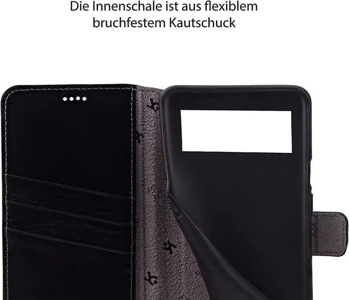 Suncase Book-Style Hülle kompatibel mit Google Pixel 7A 5G Leder Tasche (Slim-Fit) Lederhülle Handyt