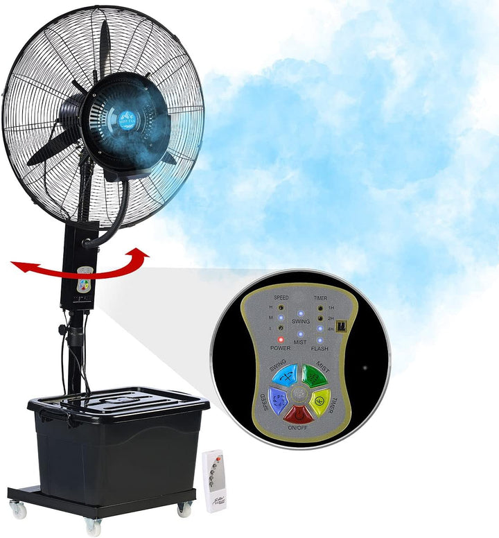 Sichler Haushaltsgeräte Ventilator mit Wasser: Profi-Aussen-Standventilator mit Sprühnebelfunktion,