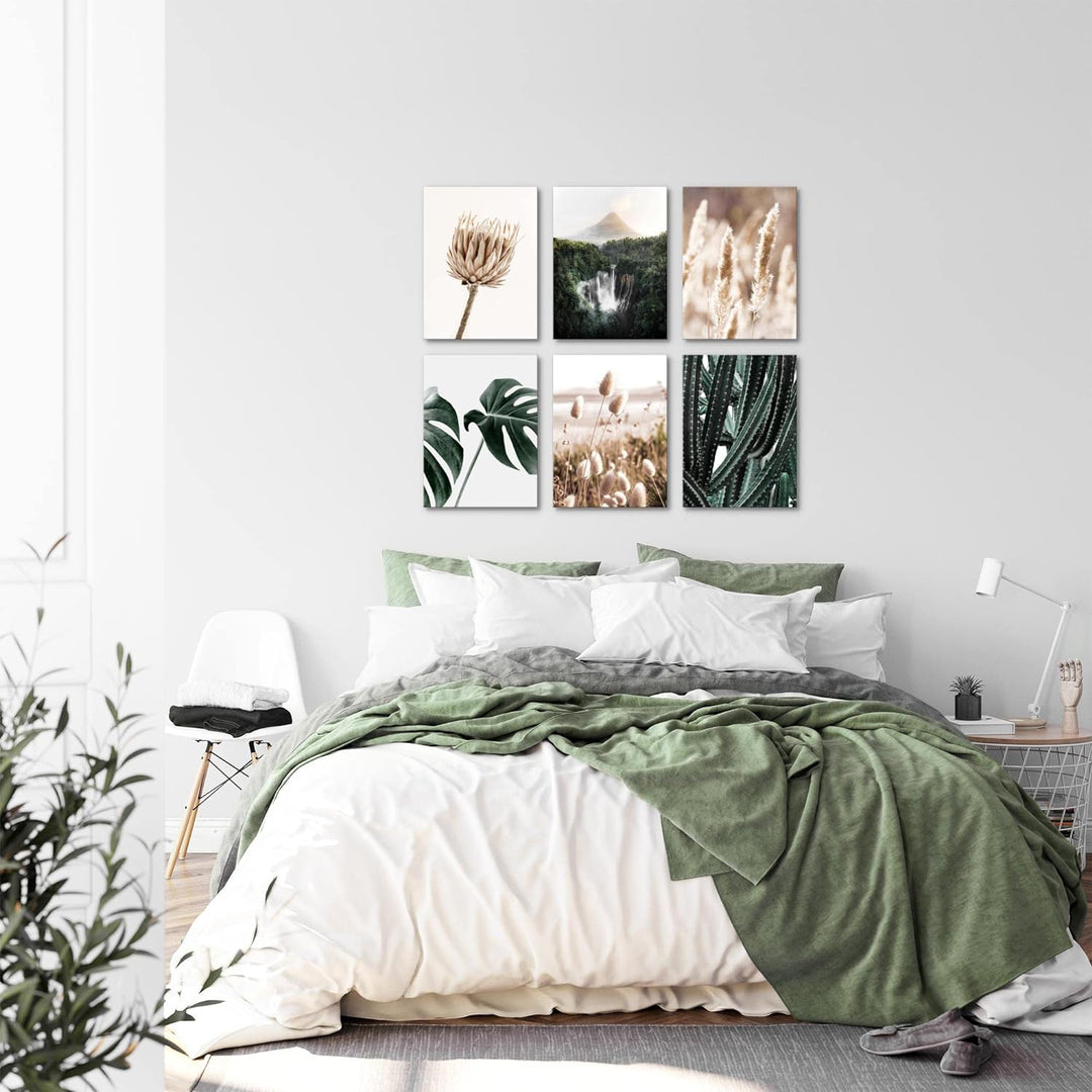 Novart Set Wandbilder - KEIN EXTRA RAHMEN BENÖTIGT - Wohnzimmer Schlafzimmer - Bilder Modern Boho Na