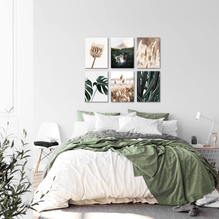 Novart Set Wandbilder - KEIN EXTRA RAHMEN BENÖTIGT - Wohnzimmer Schlafzimmer - Bilder Modern Boho Na