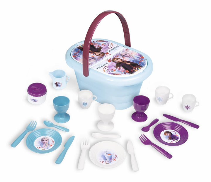 Smoby – Die Eiskönigin Picknick-Korb – Spielset mit Spielzeug-Teeservice (20 Teile), inkl. Teller, B